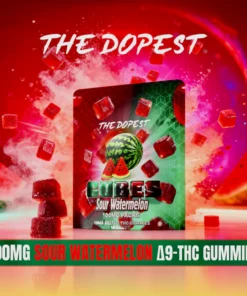 The Dopest Cubes: Sour Watermelon 100mg Delta 9 Gummies