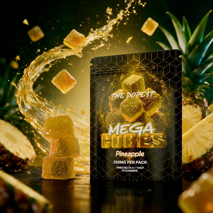 The Dopest MEGA Cubes: Pineapple 250mg Delta 9 Gummies