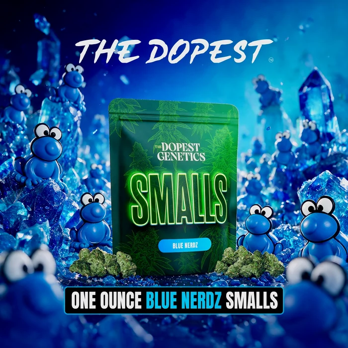 Smalls: Blue Nerdz Hybrid flower 28 grams