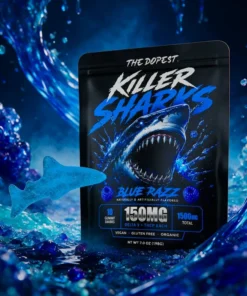 Killer Sharks Blue Razz Gummies - 1500MG D9 + THCP.