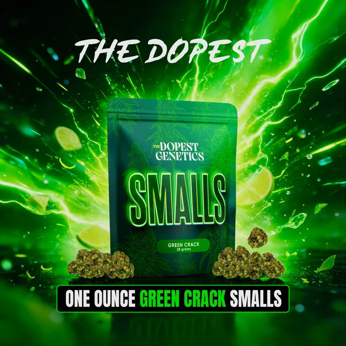 Smalls: Green Crack Sativa flower 28 grams